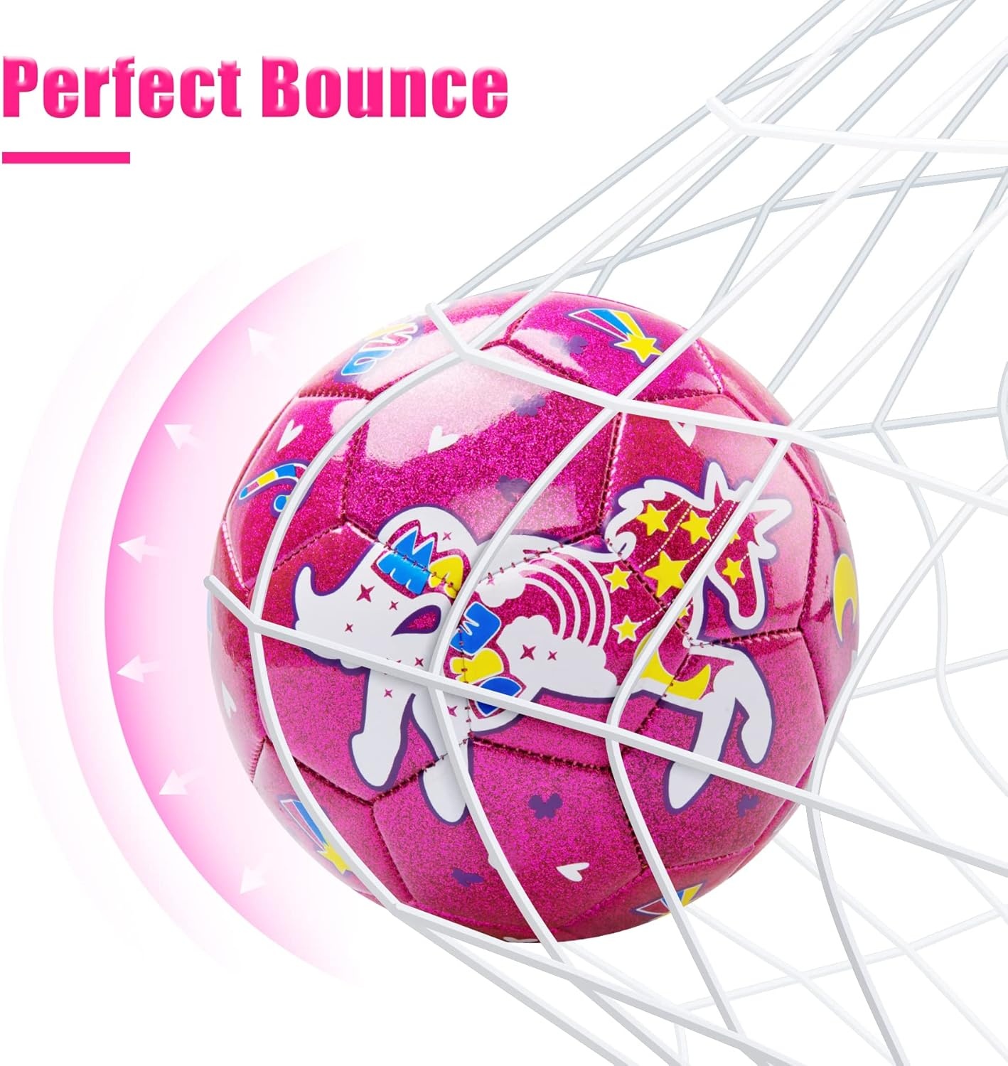 Roze Unicorn Voetbal Maat 3 (3-8 jr) met Pomp & Net - 65% Korting!