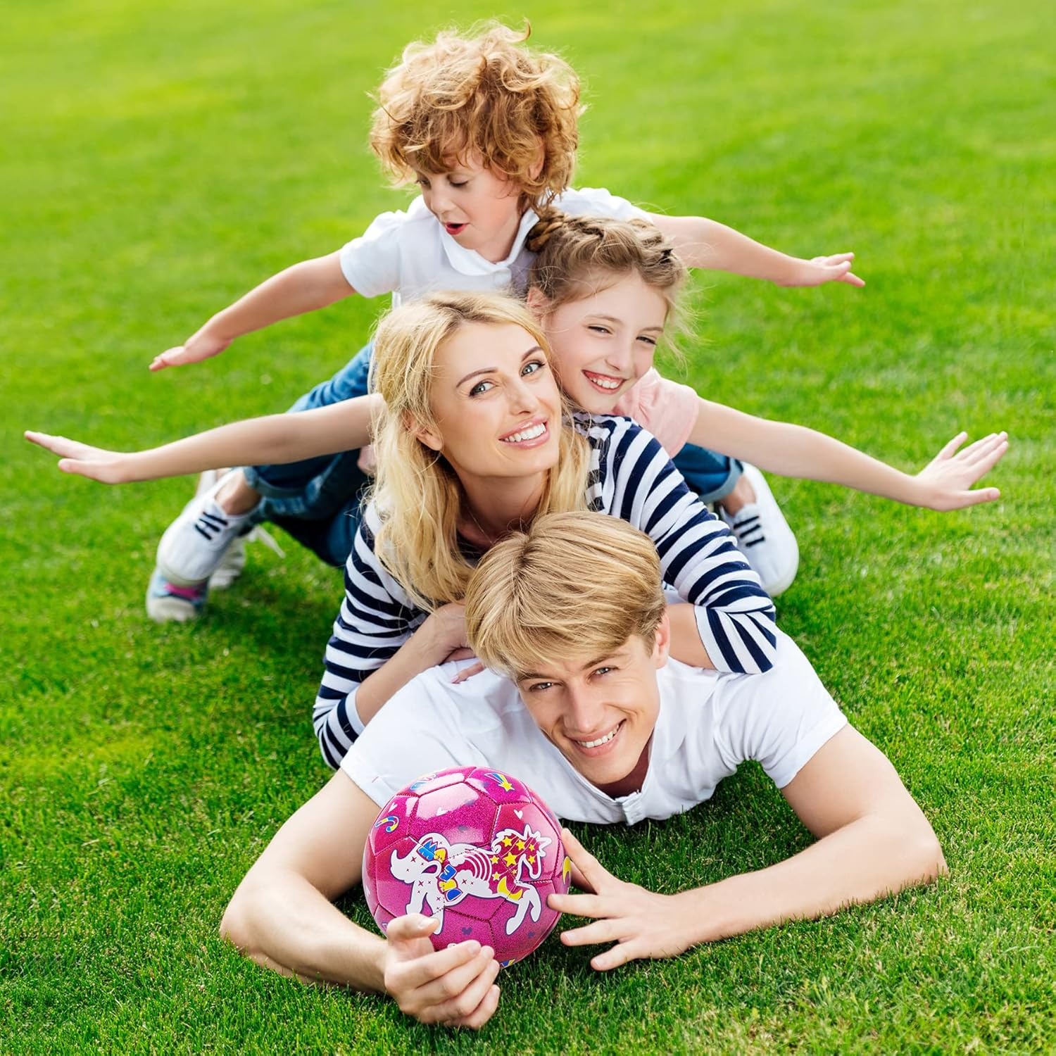 Roze Unicorn Voetbal Maat 3 (3-8 jr) met Pomp & Net - 65% Korting!