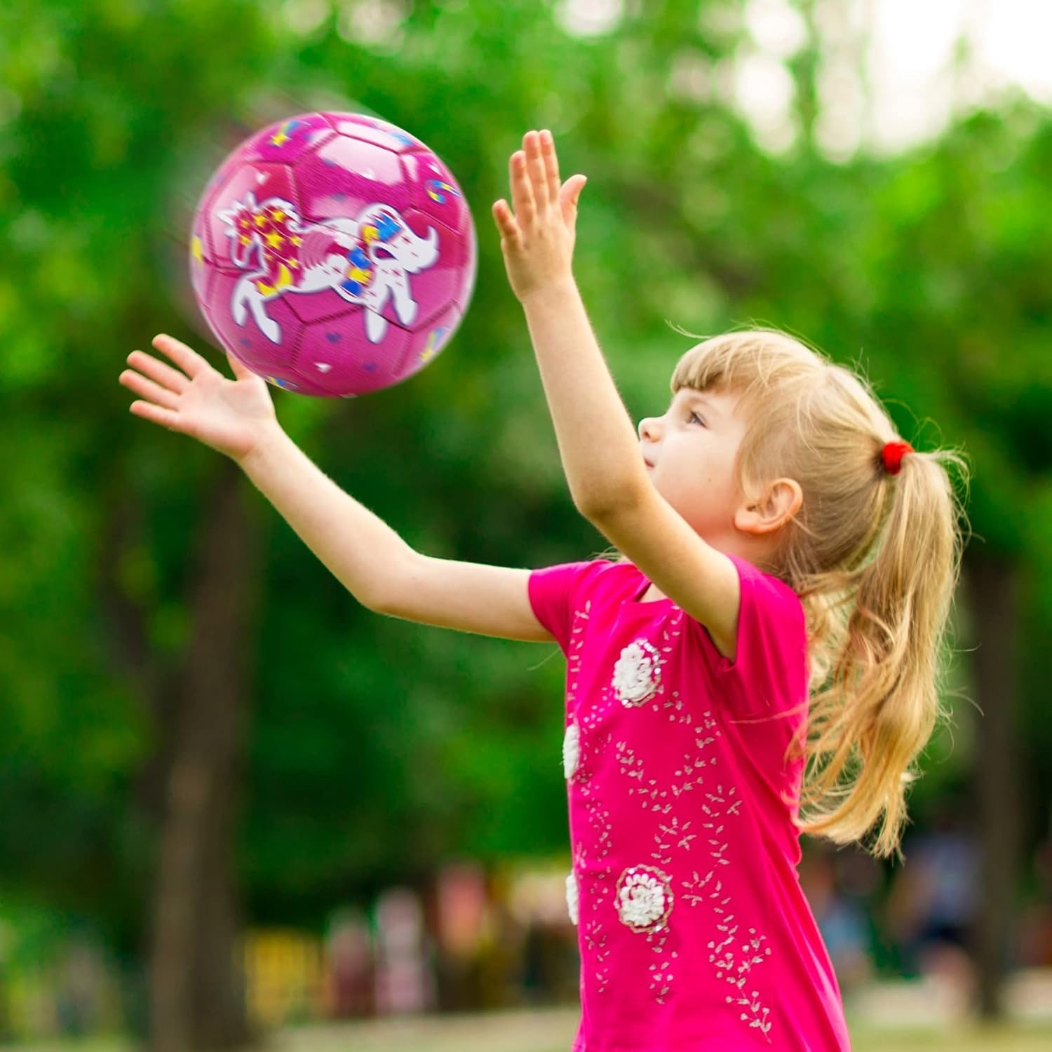 Roze Unicorn Voetbal Maat 3 (3-8 jr) met Pomp & Net - 65% Korting!