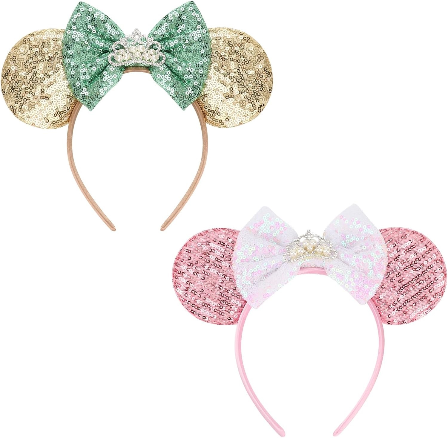 Muisoren Hoofdbanden 2-pack met Glitter Strik Pailletten voor Feest & Cosplay Vrouwen Meisjes