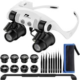 Vergrootglas met hoofdband Zwart - 4 verwisselbare lenzen (10x-25x) & 2 LED-lampjes voor precisiewerk