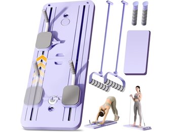 Pilates Reformer Opvouwbaar met Ab Roller, Weerstandsbanden, Timer & Automatische Terugslag Zwart/Grijs