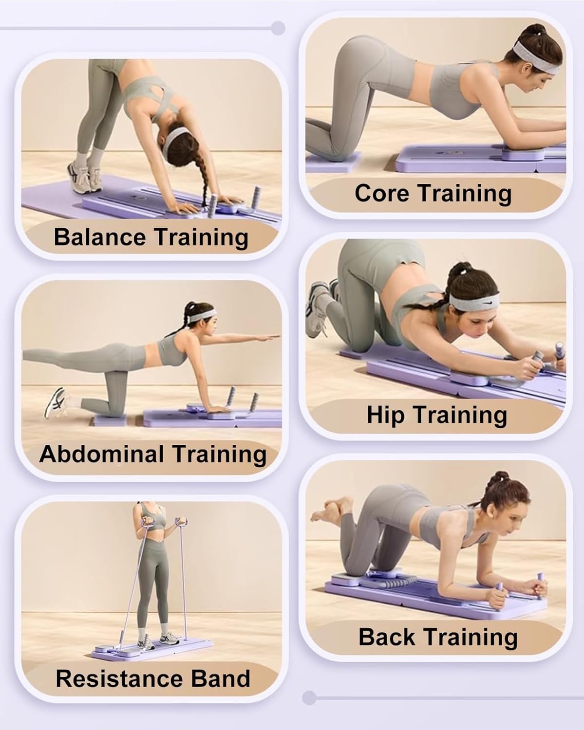 Pilates Reformer Opvouwbaar met Ab Roller, Weerstandsbanden, Timer & Automatische Terugslag Zwart/Grijs