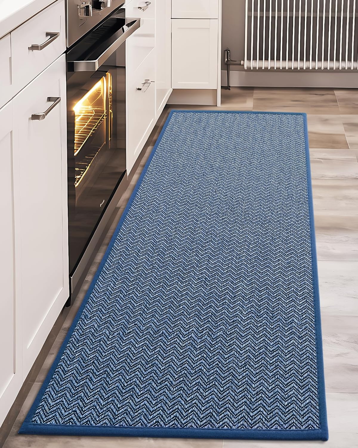 Antislip Keukenmat met Rubberen Onderkant, 44x150 cm, Lichtgrijs