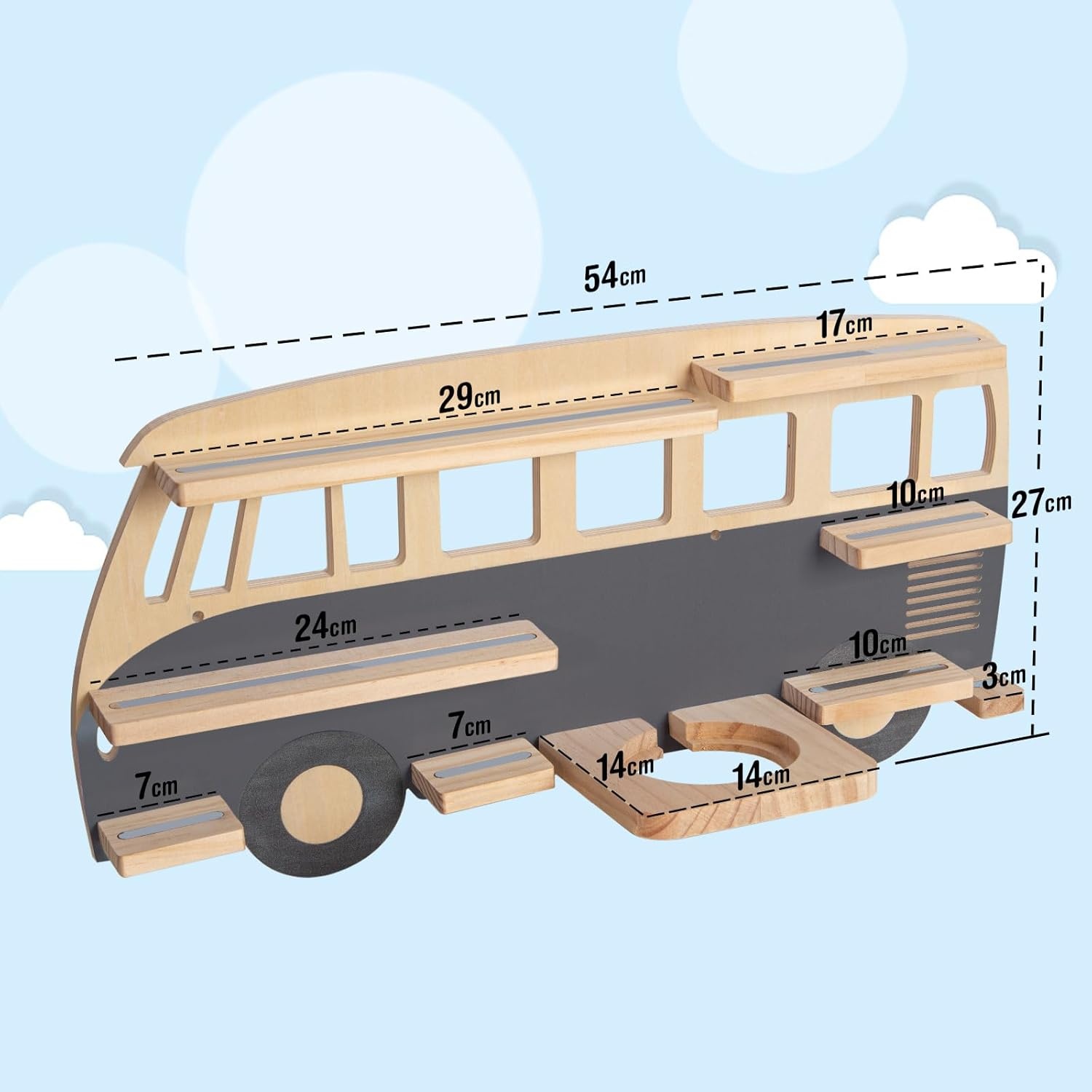 Magnetisch Wandrek voor Toniebox en Tonie figuren 20-25 stuks Grijs Bus
