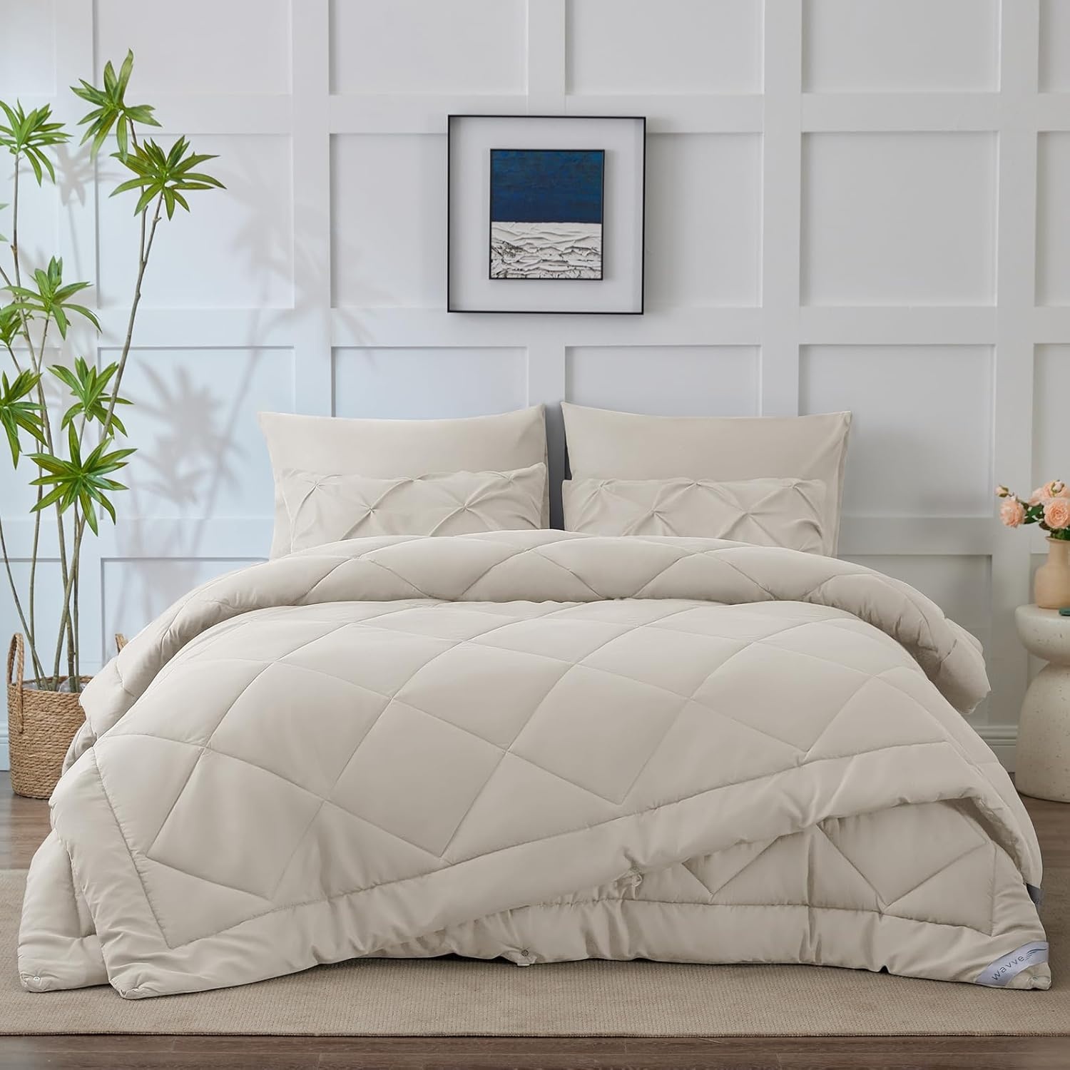 Dekbed 4 Seizoenen Tweepersoonsbed 2-in-1 Omkeerbaar 150+300 g/m² Zacht Mijtwerend 240x220 cm Beige