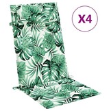 vidaXL Stoelkussens Hoge Rug (4x) - Bladpatroon - Oxford Stof - 60% Korting