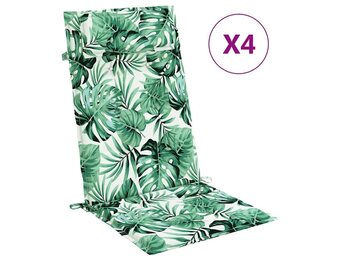 vidaXL Stoelkussens Hoge Rug (4x) - Bladpatroon - Oxford Stof - 60% Korting