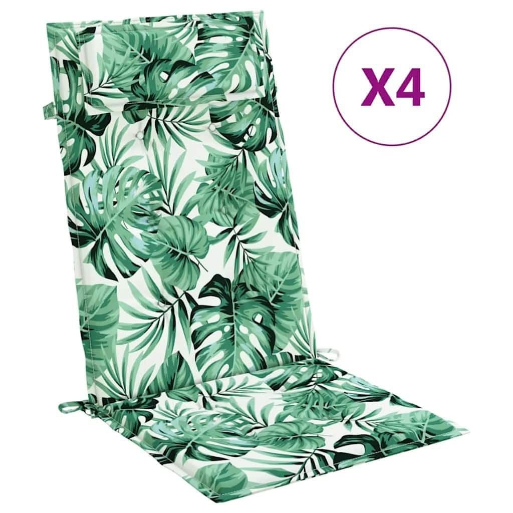 vidaXL Stoelkussens Hoge Rug (4x) - Bladpatroon - Oxford Stof - 60% Korting