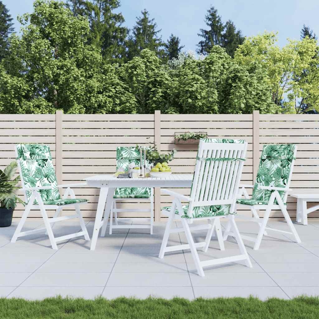 vidaXL Stoelkussens Hoge Rug (4x) - Bladpatroon - Oxford Stof - 60% Korting