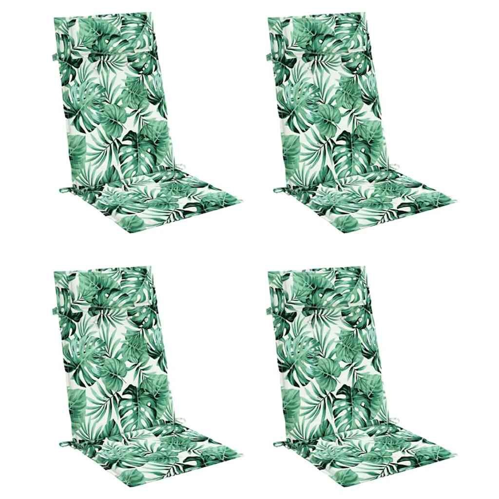 vidaXL Stoelkussens Hoge Rug (4x) - Bladpatroon - Oxford Stof - 60% Korting