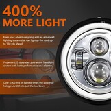 LED Werklamp Paar 7 inch Rond Zwart 100W 10000lm Angel Eyes DRL Dim- & Grootlicht 3000K+6000K 4 Modi Off-road