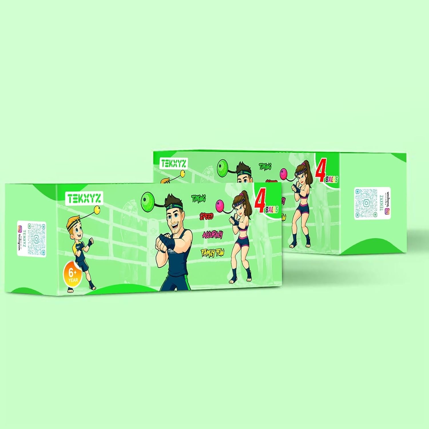 Reflexbal set familiepakket met 4 boksballen en hoofdband voor reactie, behendigheid, snelheid en coördinatietraining