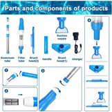 Draadloze zwembadzuiger met accu 3-in-1, 90 min looptijd, telescopische stang, blauw, voor kleine zwembaden, spa's & bubbelbaden