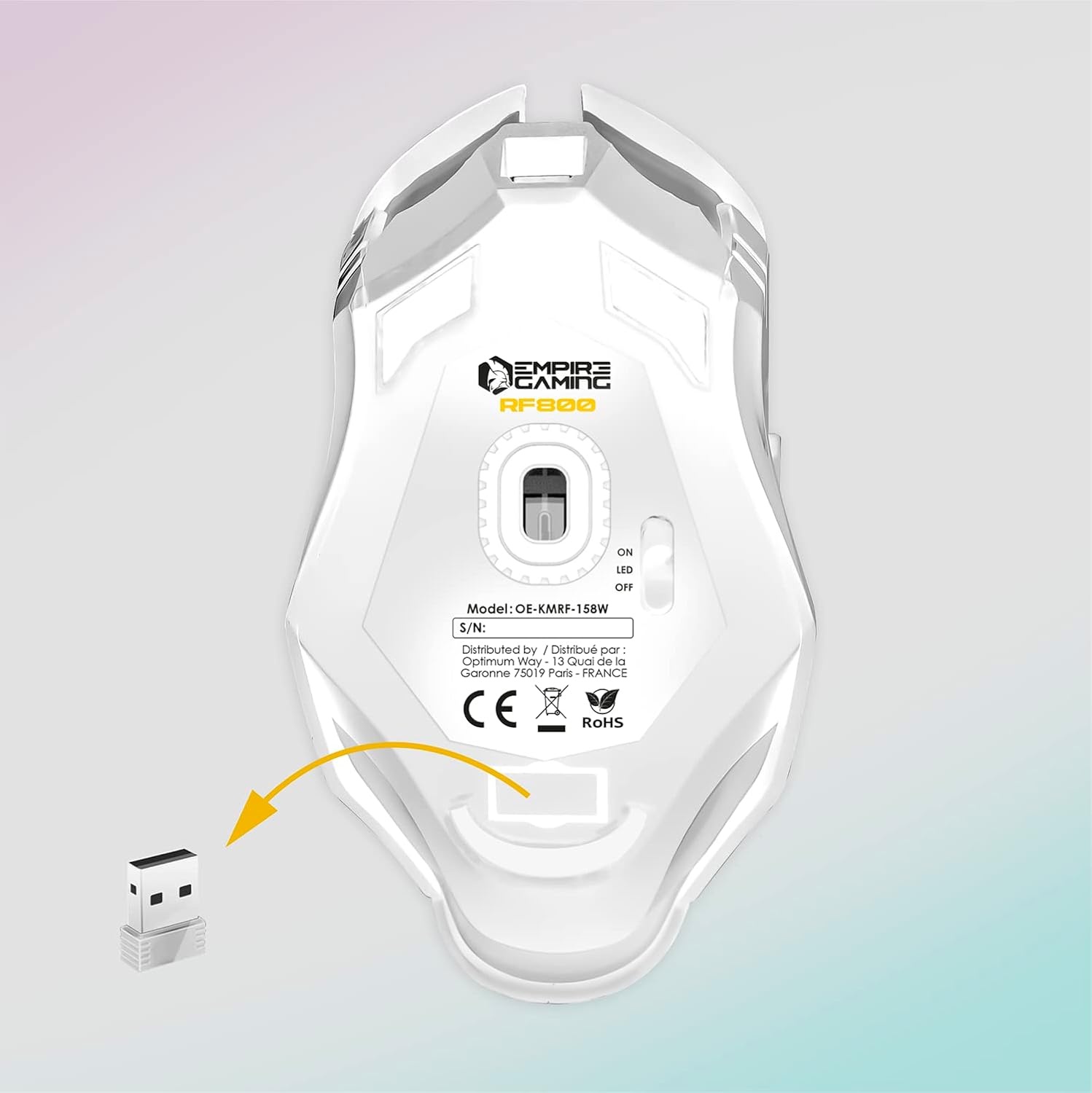 Gaming toetsenbord en muis set draadloos RGB AZERTY wit, inclusief muismat, 4800 DPI muis, oplaadbaar, voor PC PS4 PS5 Xbox Mac