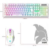 Gaming toetsenbord en muis set draadloos RGB AZERTY wit, inclusief muismat, 4800 DPI muis, oplaadbaar, voor PC PS4 PS5 Xbox Mac