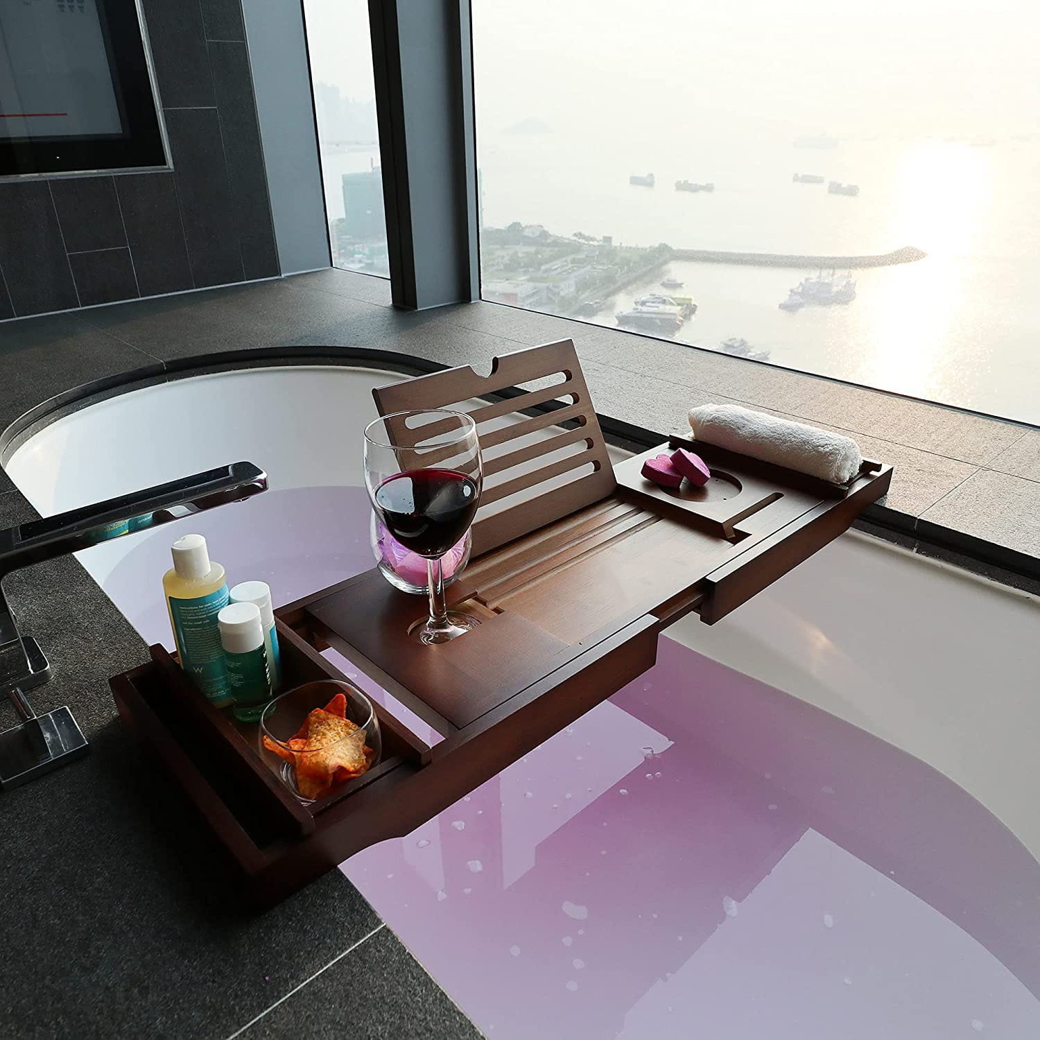 Bamboe Badplank Uitschuifbaar Badrekje 75-110 cm x 23 cm