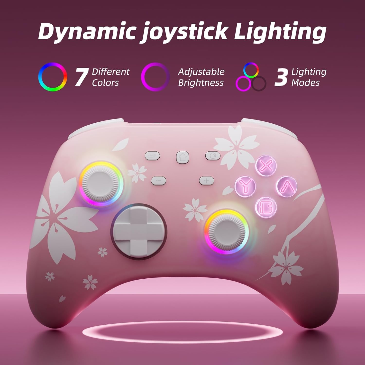 Controller Roze met Hall Effect Joysticks en Oplaaddock voor Nintendo Switch, PC, iOS, Android