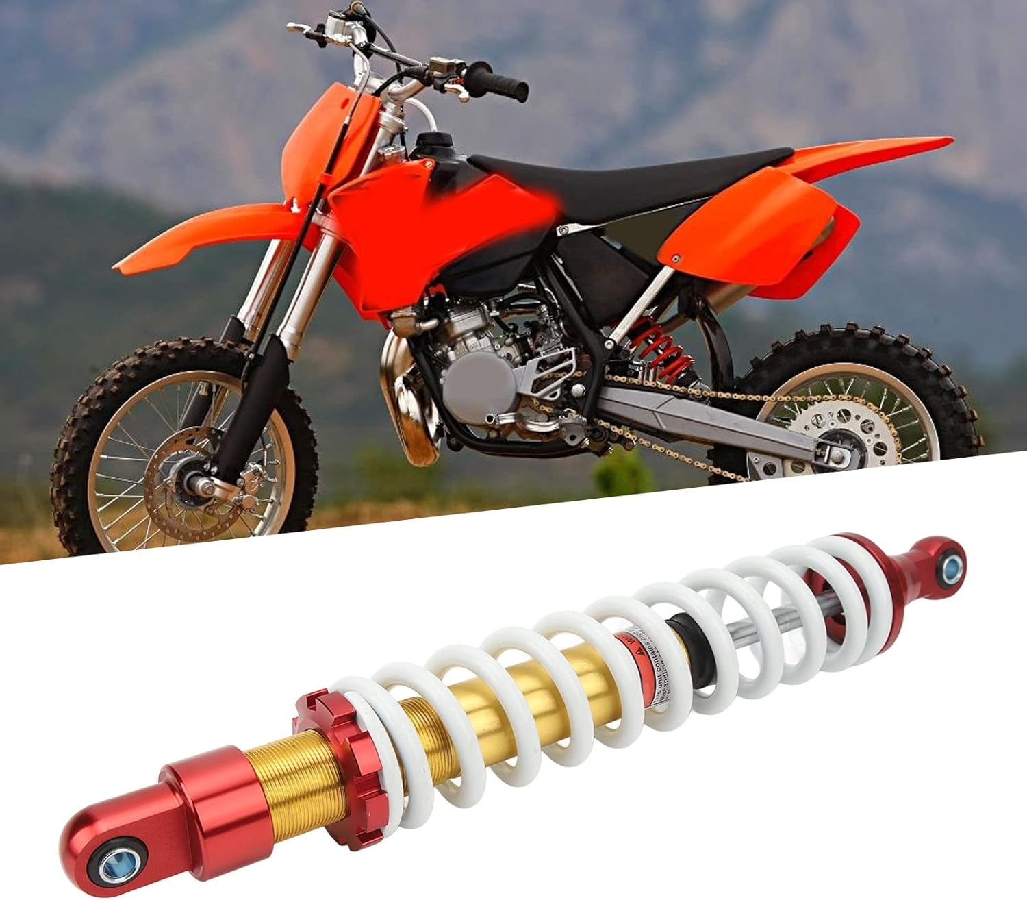 Motorfietschokdemper Zwart Universeel Verstelbaar 450mm voor 150-250cc ATV Quad Scooter Crossmotor