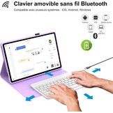 Tablet Toetsenbordhoes voor Xiaomi Redmi Pad SE 11 Inch 2023 - Lichtpaars, Verlicht, AZERTY, Bluetooth, Afneembaar