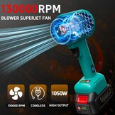 Accu Bladblazer voor Makita 18V accu's, 1050W Turbo Jet, 130.000 RPM borstelloos, voor auto, stof, bladeren & sneeuw (excl. accu)