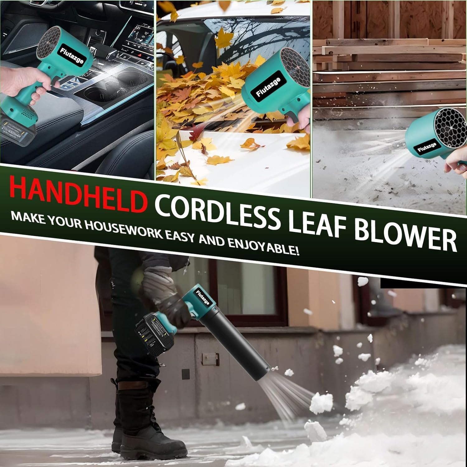 Accu Bladblazer voor Makita 18V accu's, 1050W Turbo Jet, 130.000 RPM borstelloos, voor auto, stof, bladeren & sneeuw (excl. accu)