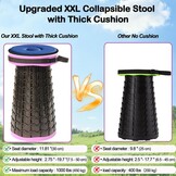 Telescopische Vouwkruk XXL 50 cm Hoog met Kussen, 455 kg Draagvermogen - Zwart