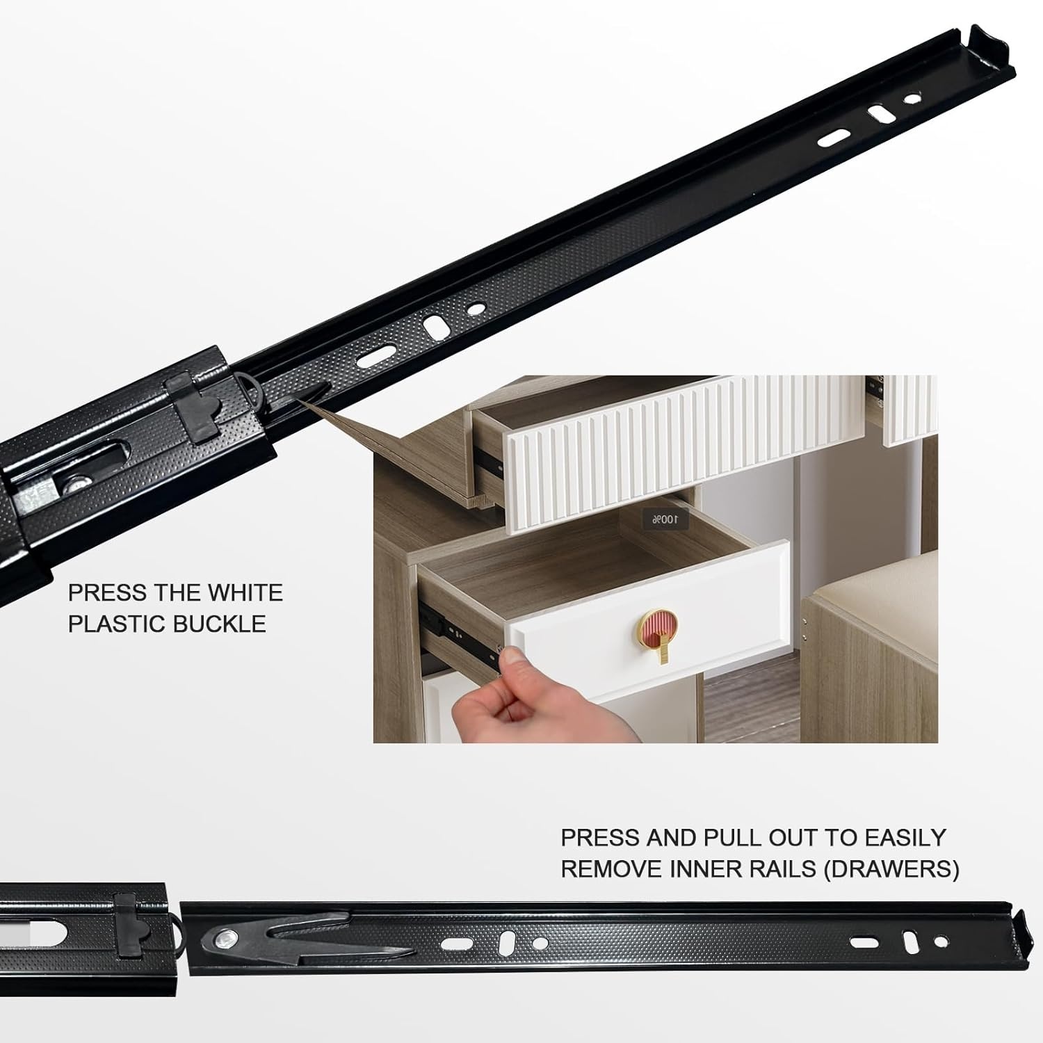 Ladegeleiders Zwart 20 inch Kogelgelagerd Volledig Uittrekbaar 4 Paren - 45 kg Draagkracht Zijmontage