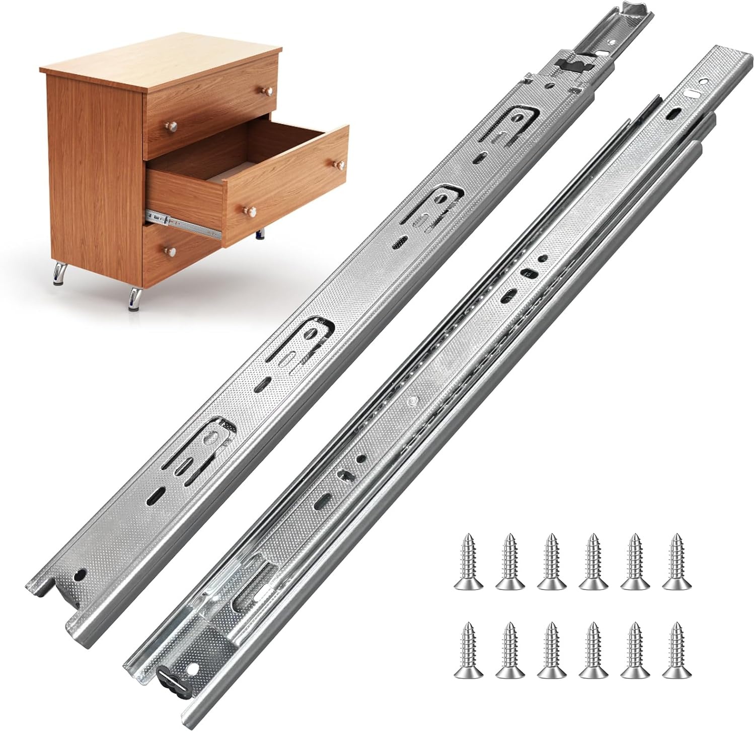 Ladegeleiders Zwart 20 inch Kogelgelagerd Volledig Uittrekbaar 4 Paren - 45 kg Draagkracht Zijmontage