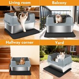 Roestvrijstalen Kattenbak Grijs Maat S met Deksel en Schepje