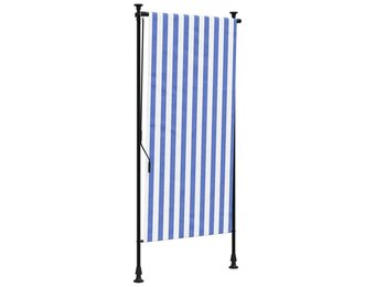 vidaXL Rolgordijn Buiten - 100x270 cm - Blauw/Wit - 34% Korting
