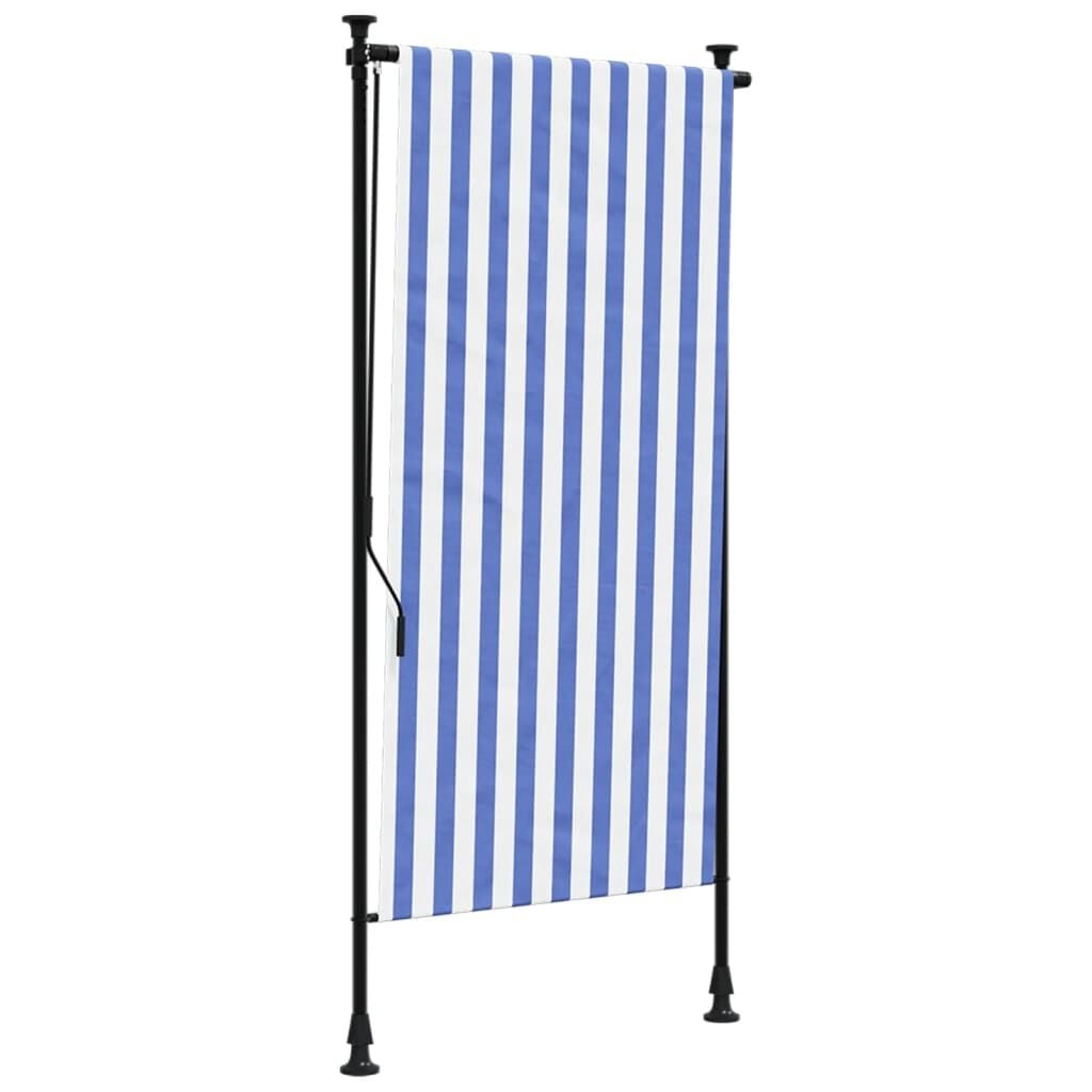 vidaXL Rolgordijn Buiten - 100x270 cm - Blauw/Wit - 34% Korting