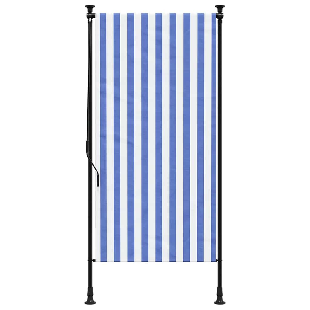 vidaXL Rolgordijn Buiten - 100x270 cm - Blauw/Wit - 34% Korting