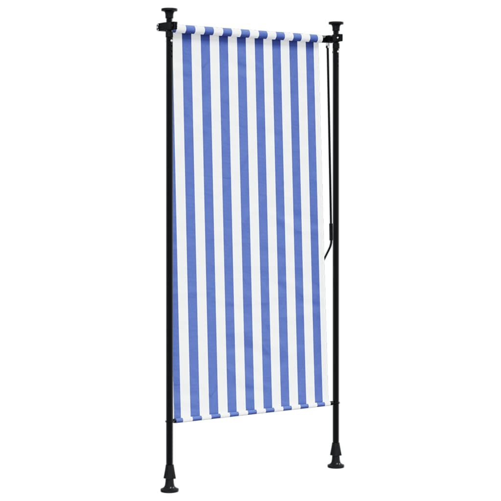vidaXL Rolgordijn Buiten - 100x270 cm - Blauw/Wit - 34% Korting