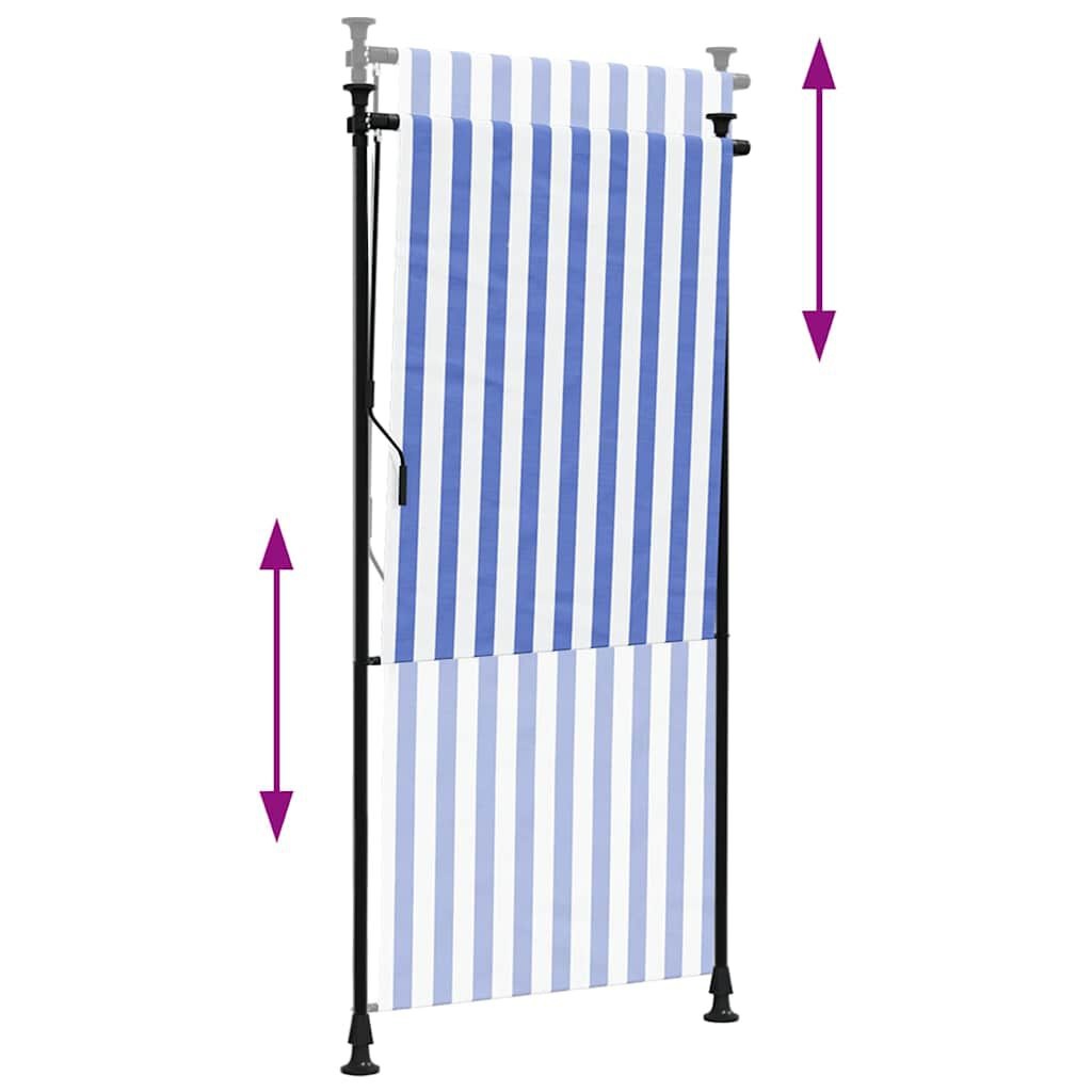 vidaXL Rolgordijn Buiten - 100x270 cm - Blauw/Wit - 34% Korting