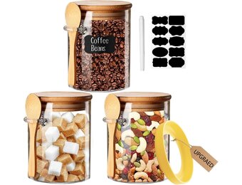 Glazen Opbergpotten Set van 3 - 31% Korting!