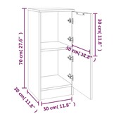 Dressoir 30x30x70 cm Hoogglans Wit Bewerkt Hout - 56% Korting