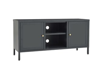 vidaXL TV-meubel Staal & Glas Antraciet 105x35x52 cm - 60% Korting