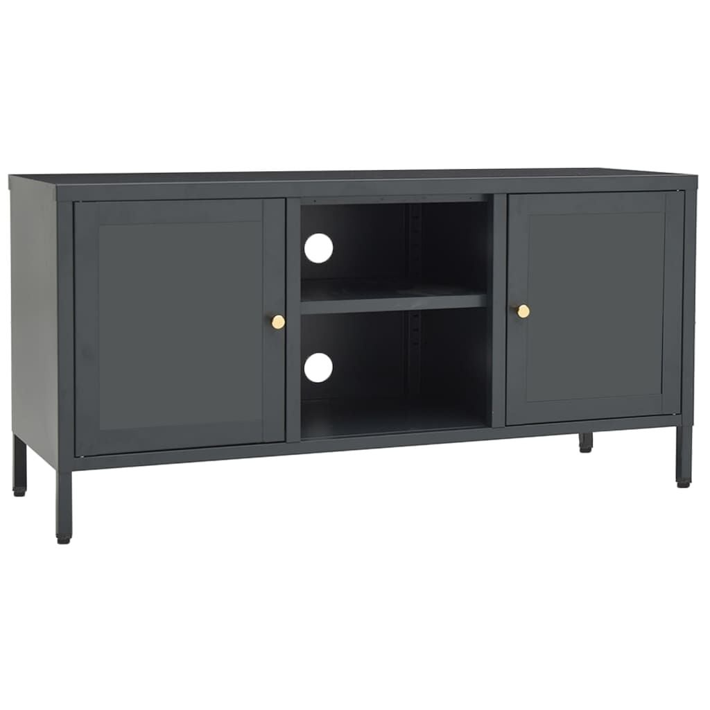vidaXL TV-meubel Staal & Glas Antraciet 105x35x52 cm - 60% Korting