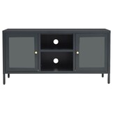 vidaXL TV-meubel Staal & Glas Antraciet 105x35x52 cm - 60% Korting