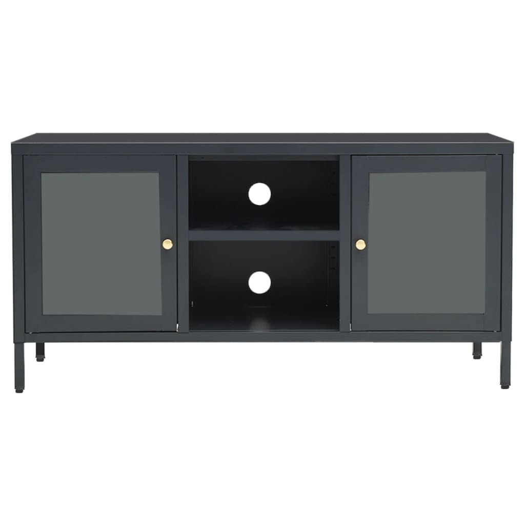 vidaXL TV-meubel Staal & Glas Antraciet 105x35x52 cm - 60% Korting