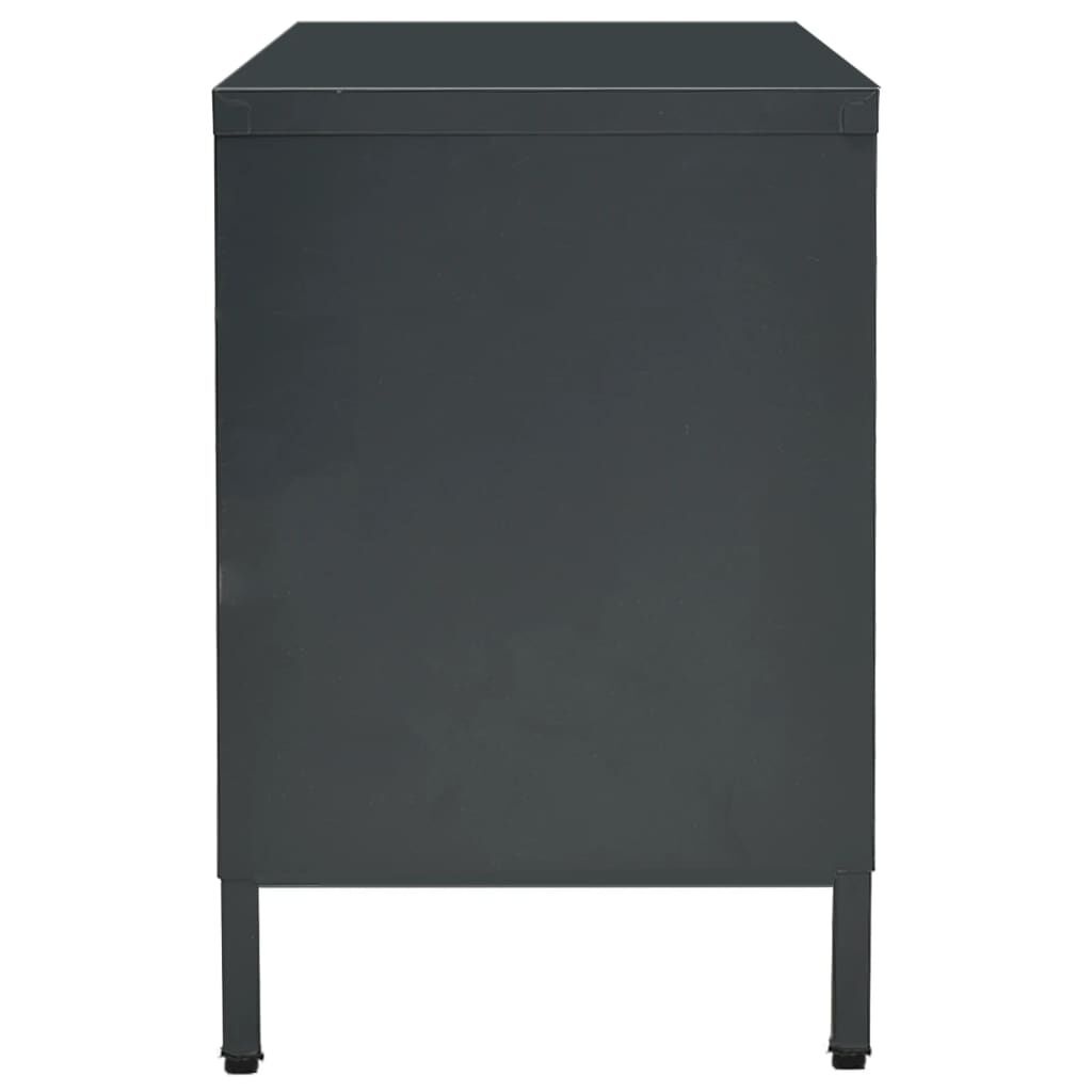vidaXL TV-meubel Staal & Glas Antraciet 105x35x52 cm - 60% Korting