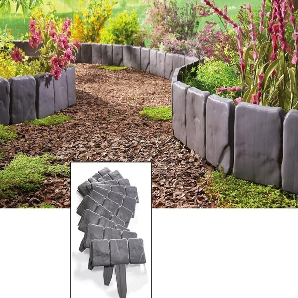 20x Tuinrand Steenlook Grijs PP-kunststof - 43% Korting!