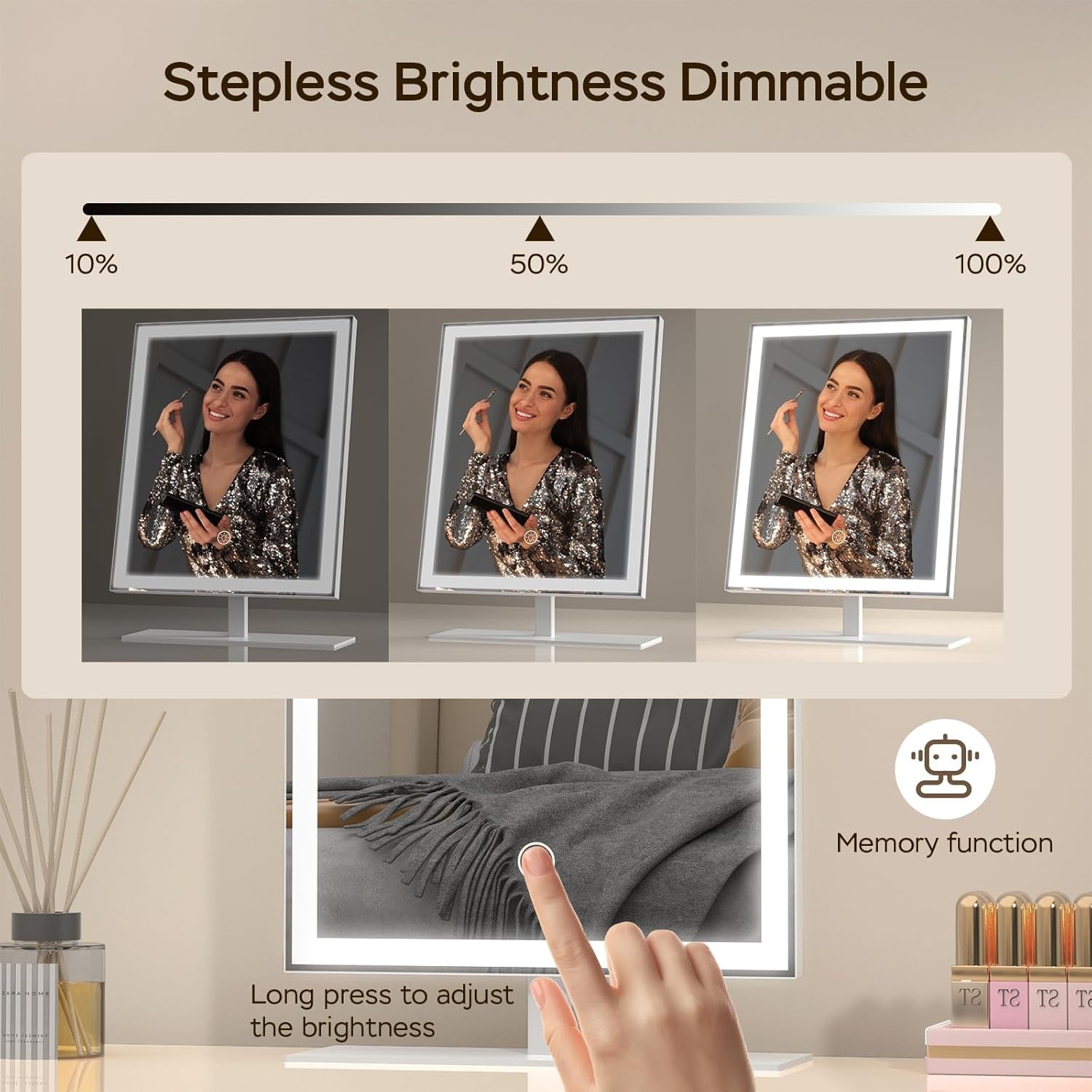 Hollywood Make-up Spiegel met LED - 3 Kleuren & Dimbare Verlichting - 31% Korting