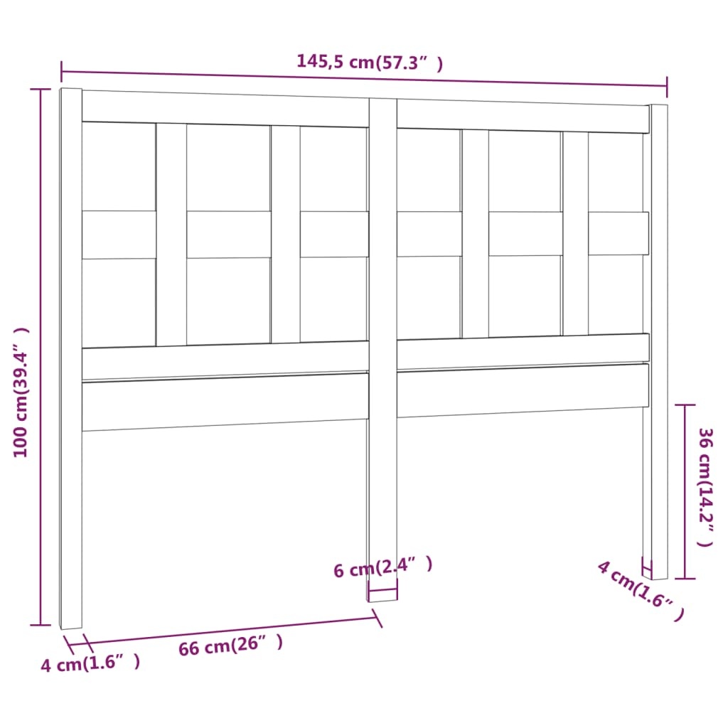 vidaXL Hoofdbord Massief Grenenhout Wit - 55% Korting