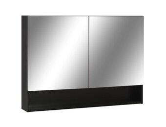 Badkamerspiegelkast met LED, 80x15x60 cm, Zwart - 77% Korting