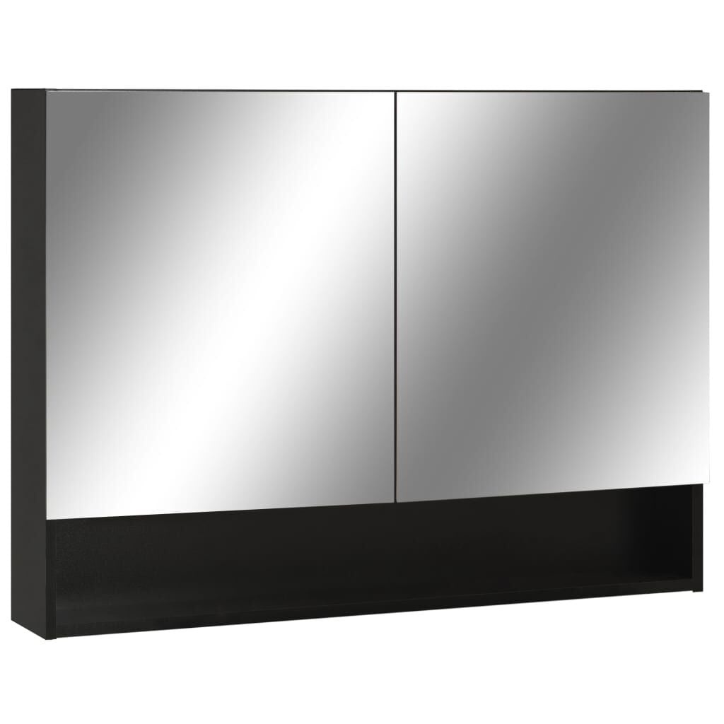 Badkamerspiegelkast met LED, 80x15x60 cm, Zwart - 77% Korting