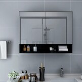Badkamerspiegelkast met LED, 80x15x60 cm, Zwart - 77% Korting