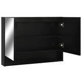 Badkamerspiegelkast met LED, 80x15x60 cm, Zwart - 77% Korting