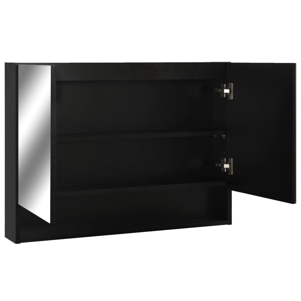Badkamerspiegelkast met LED, 80x15x60 cm, Zwart - 77% Korting